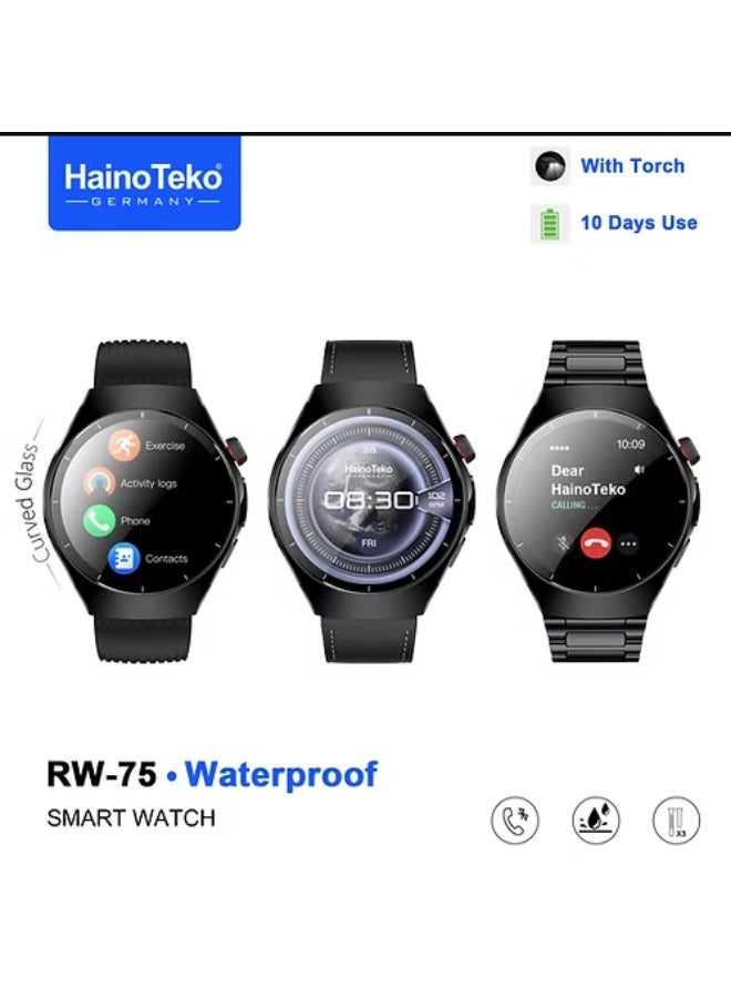 HainoTeko Germany HainoTeko RW-75 Waterproof Smartwatch – Curved AMOLED Display - Image 3